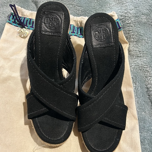 Tory Burch Original Golden Logo Wedge Espadrille Slide Sandals-8.5 - Picture 5 of 11